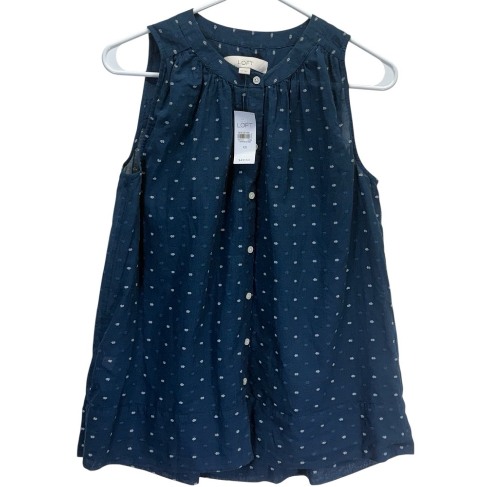 LOFT Navy Polka Dot Sleeveless Top NWT
Size XS - Picture 5 of 10